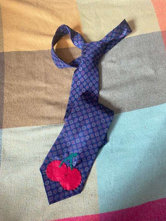 NAVY CHERRY Up-cycled tie