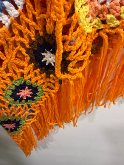 Orange Crochet Tassel Skirt