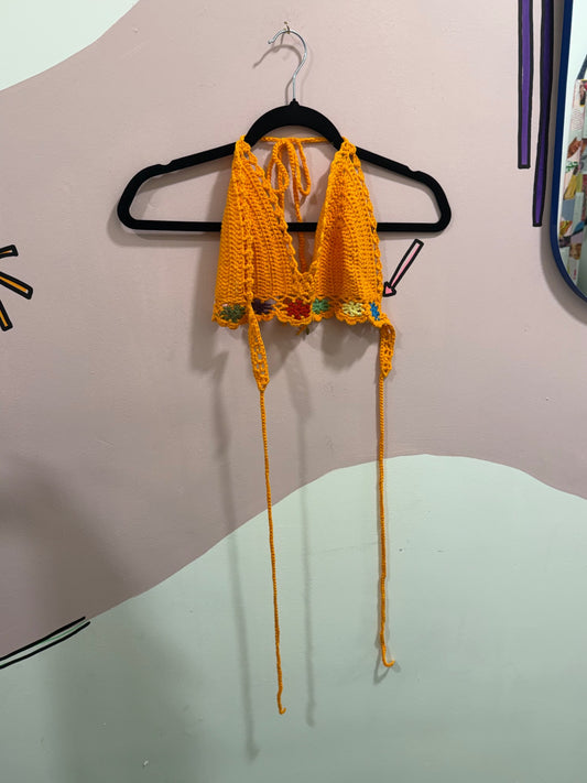 Orange Crochet Bikini Top
