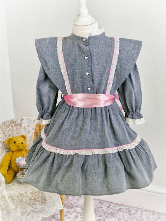 Grey and pink vintage dress