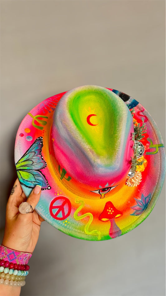 Hand Painted Fedora Hat🧚🏽‍♀️