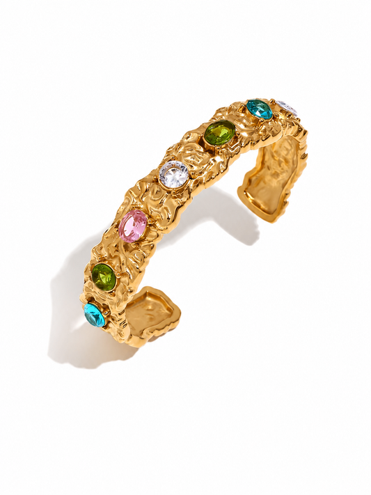 Aurora Relic Cuff Zircon Crystal Multi Gold 