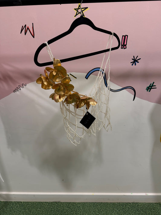 Gold Orchid and Pearl Top