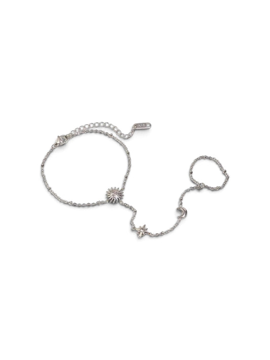 Solara Sun & Moon Hand Chain Silver