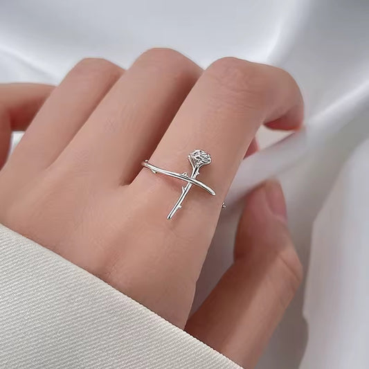 Rose Thorn Silver Ring