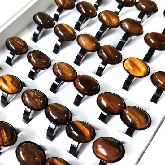 Tigers Eye Ring Silver Mixed Sizes