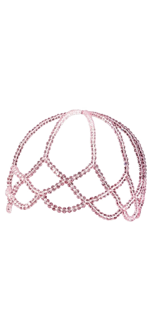 Twinkle Zirconia Crystal Beads Cap Pink