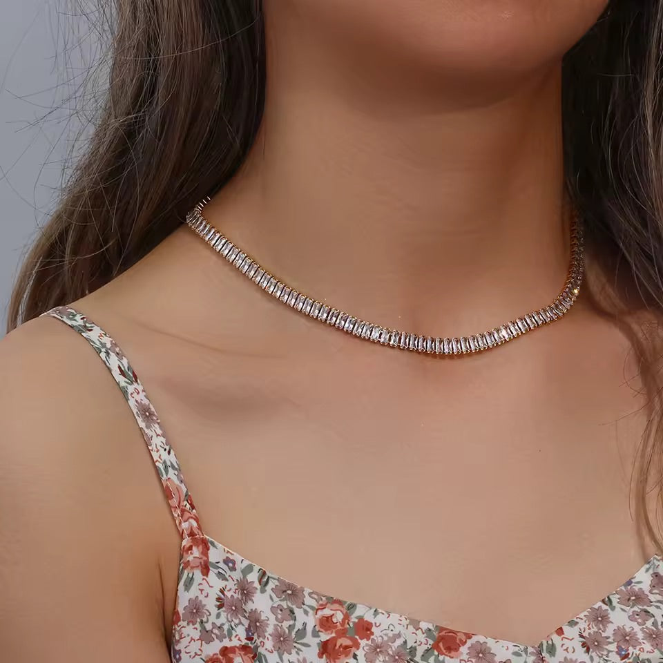 Aurora Tennis Necklace Gold 
