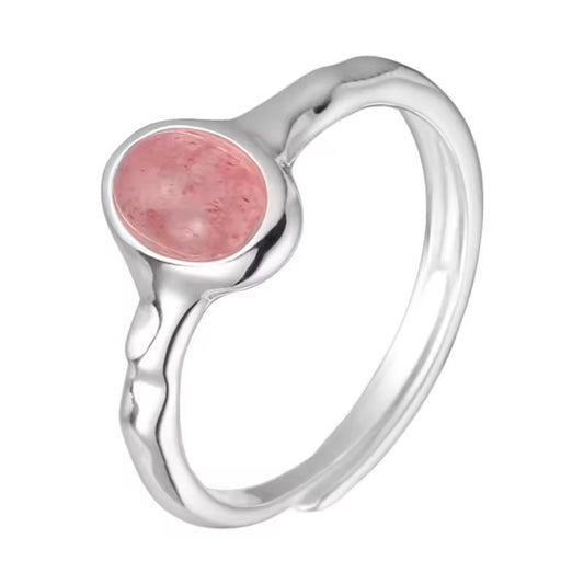 Pink Crystal Silver Ring