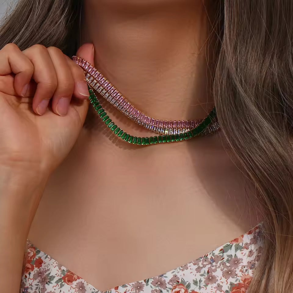 Aurora Tennis Necklace Gold 