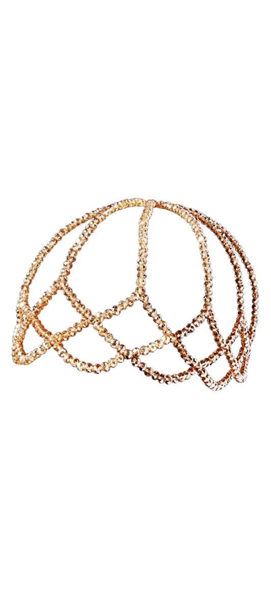 Twinkle Zirconia Crystal Beads Cap Gold