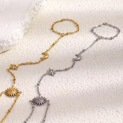 Solara Sun & Moon Hand Chain Silver