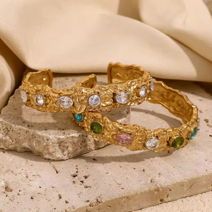 Aurora Relic Cuff Zircon Crystal Multi Gold 