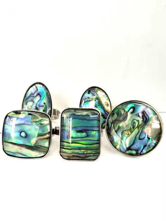 Chunky Silver Abalone Shell Ting Mixed Sizes