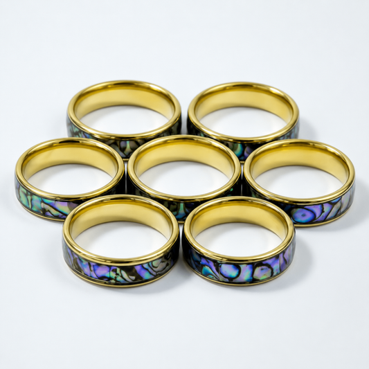 Abalone Band Gold Mixd Sizes