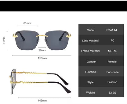 Snake Square Metal Sunglasses Blue Silver