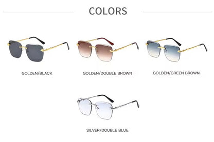 Snake Square Metal Sunglasses Gold Tea