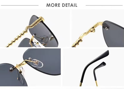 Snake Square Metal Sunglasses Gold Tea