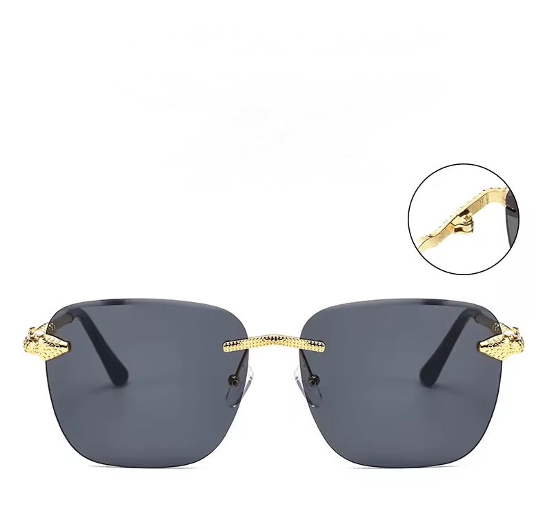 Snake Square Metal Sunglasses Blue Silver