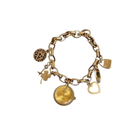 Gold Watch Charm Bracelet