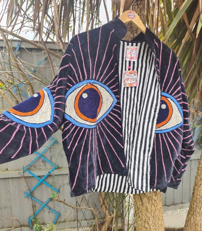 Wanderlust evil eye protection jacket 