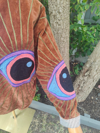 Wanderlust evil eye protection jacket - Brown