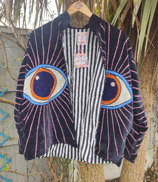 Wanderlust evil eye protection jacket 