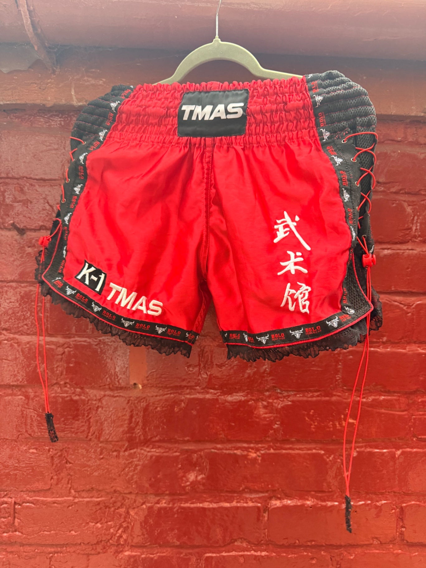 Red Upcycled Boxing Shorts