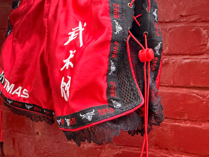 Red Upcycled Boxing Shorts