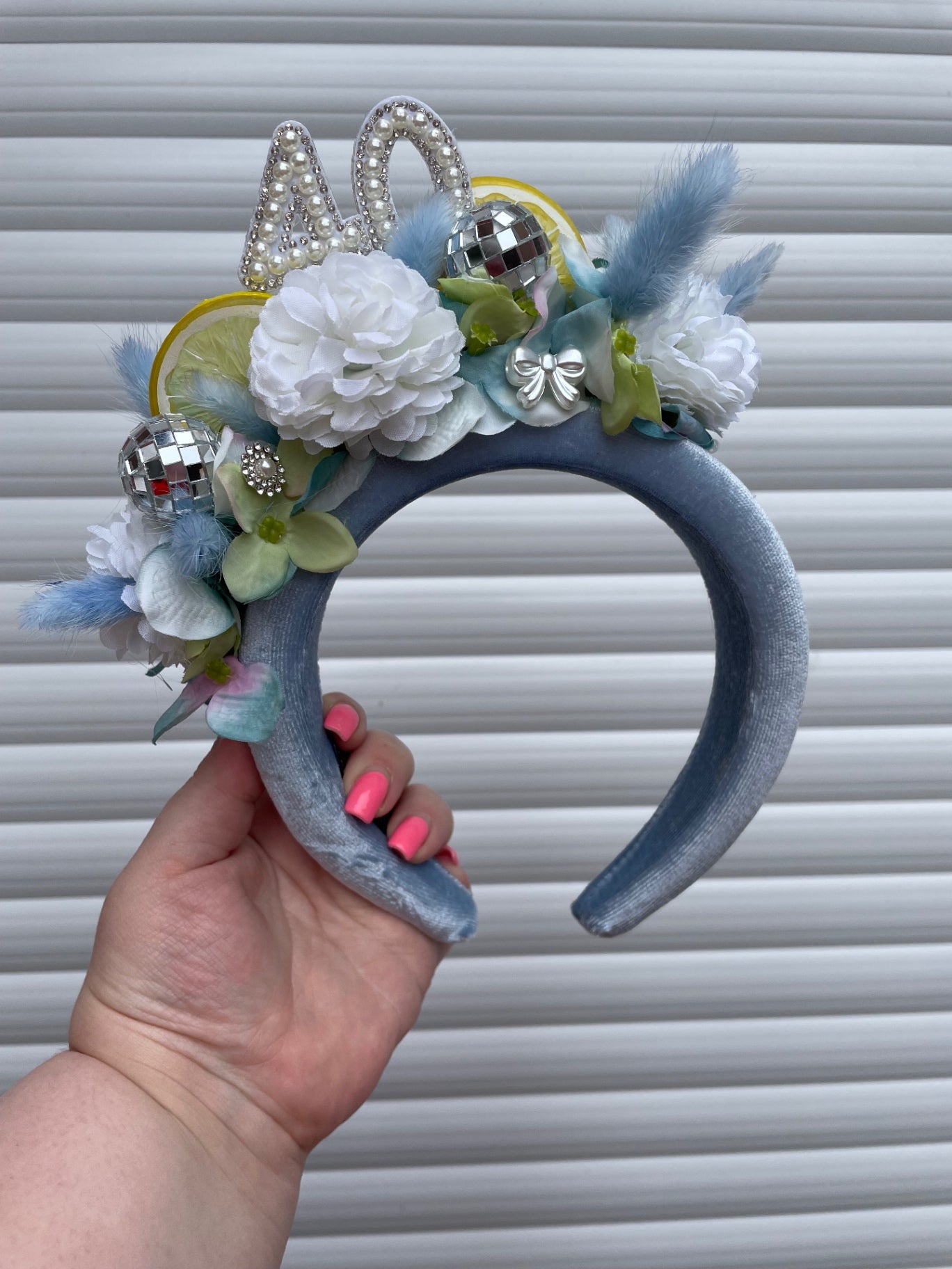 Dusty Blue 40th Birthday Lemon & Disco Ball Headband