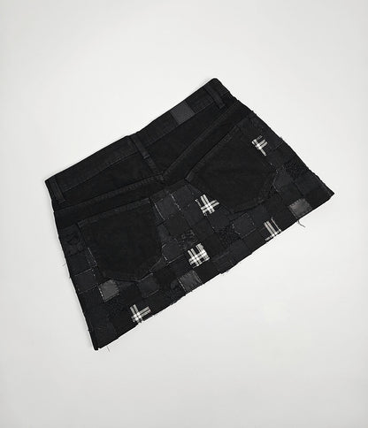 CC SQAURE PATCHWORK SKIRT (black mini)