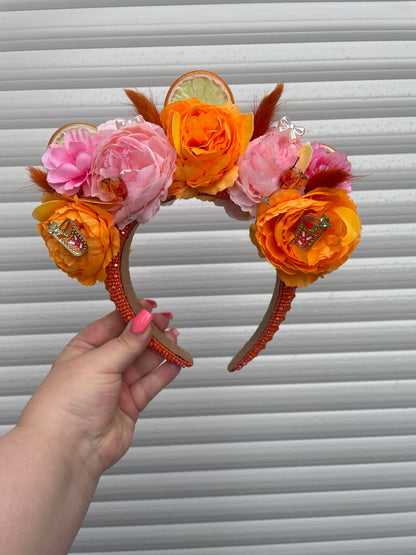 Orange Citrus & Cocktail Floral Headband