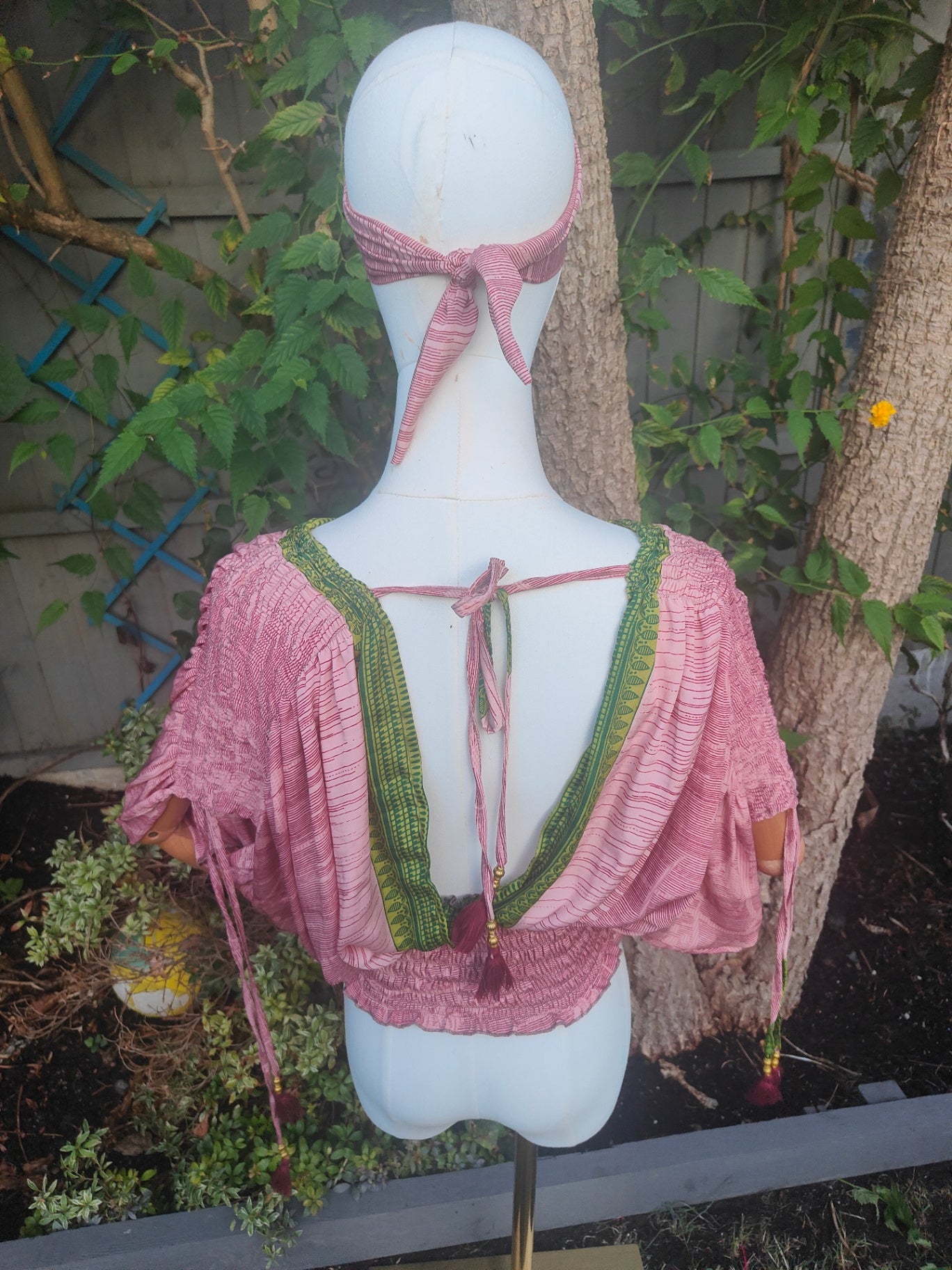 Es Cana Grecian top - Salmon / green