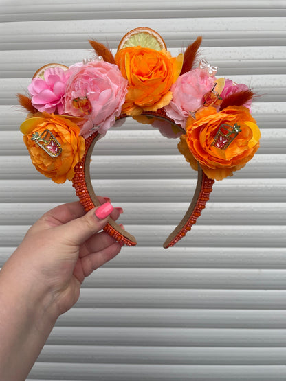 Orange Citrus & Cocktail Floral Headband