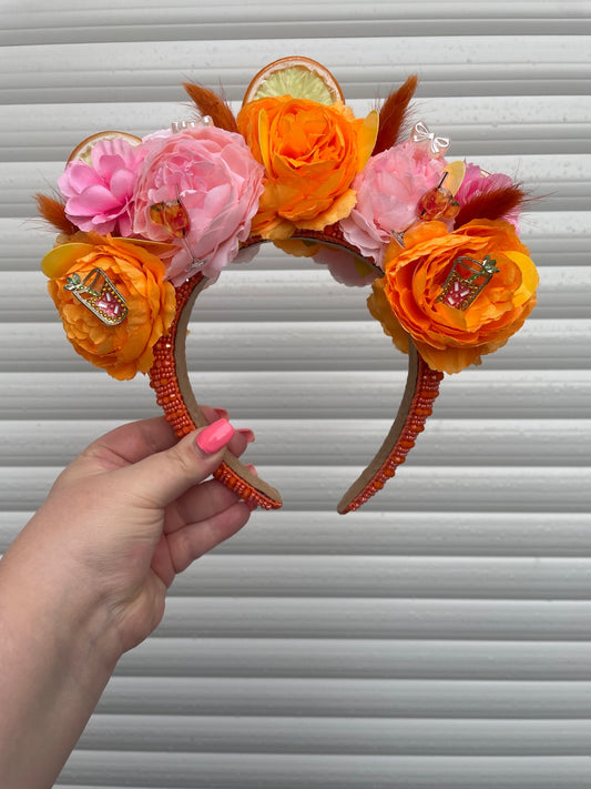 Orange Citrus & Cocktail Floral Headband