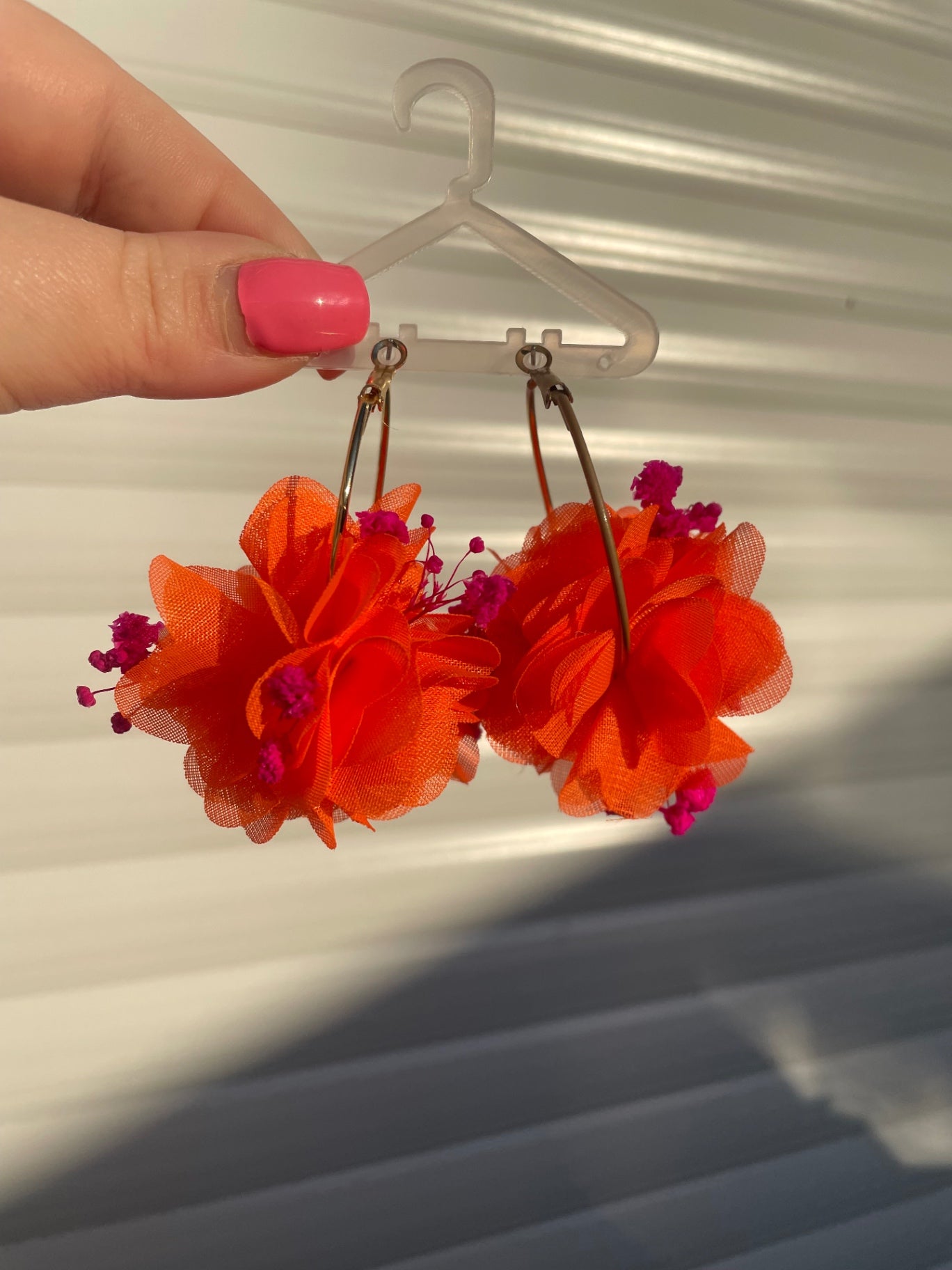 Orange and pink hoop earrings 