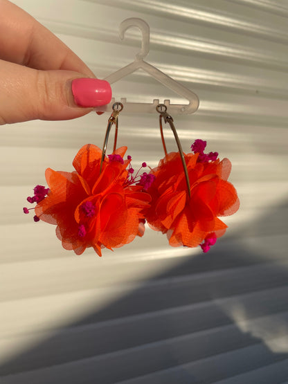 Orange and pink hoop earrings 