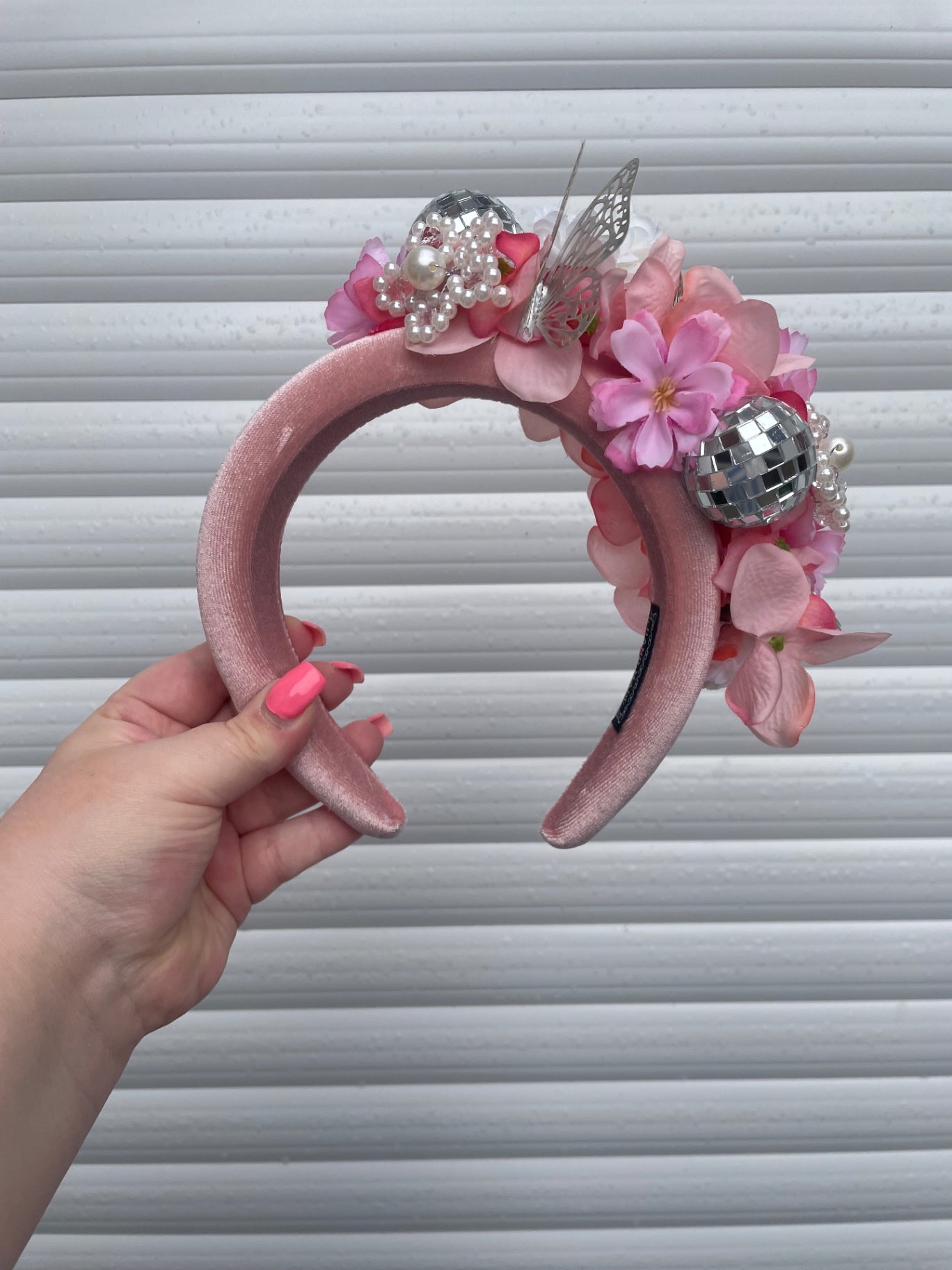 Blush Pink Disco & Butterfly Statement Headband