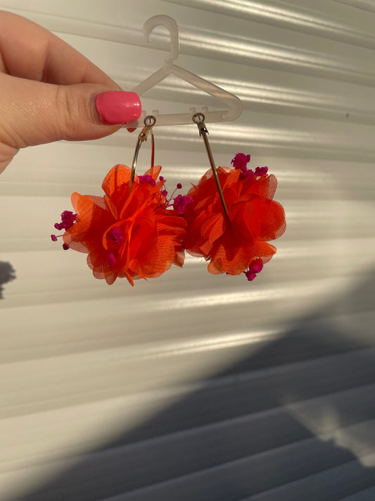 Orange and pink hoop earrings 
