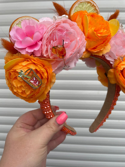 Orange Citrus & Cocktail Floral Headband