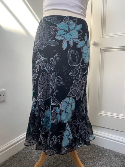 vintage floral black skirt 