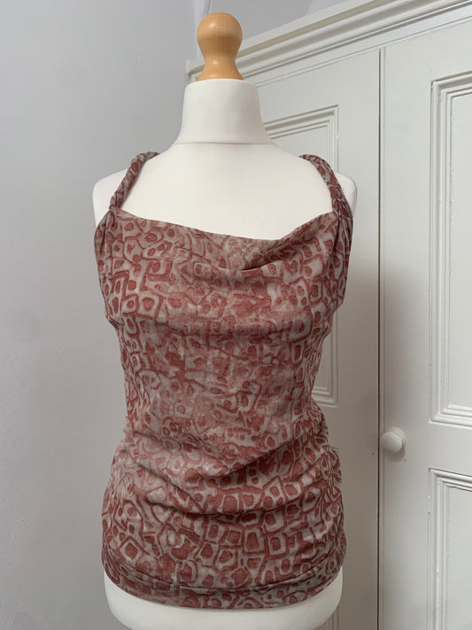 vintage cowl neck mesh top
