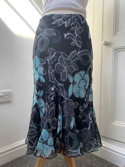 vintage floral black skirt 