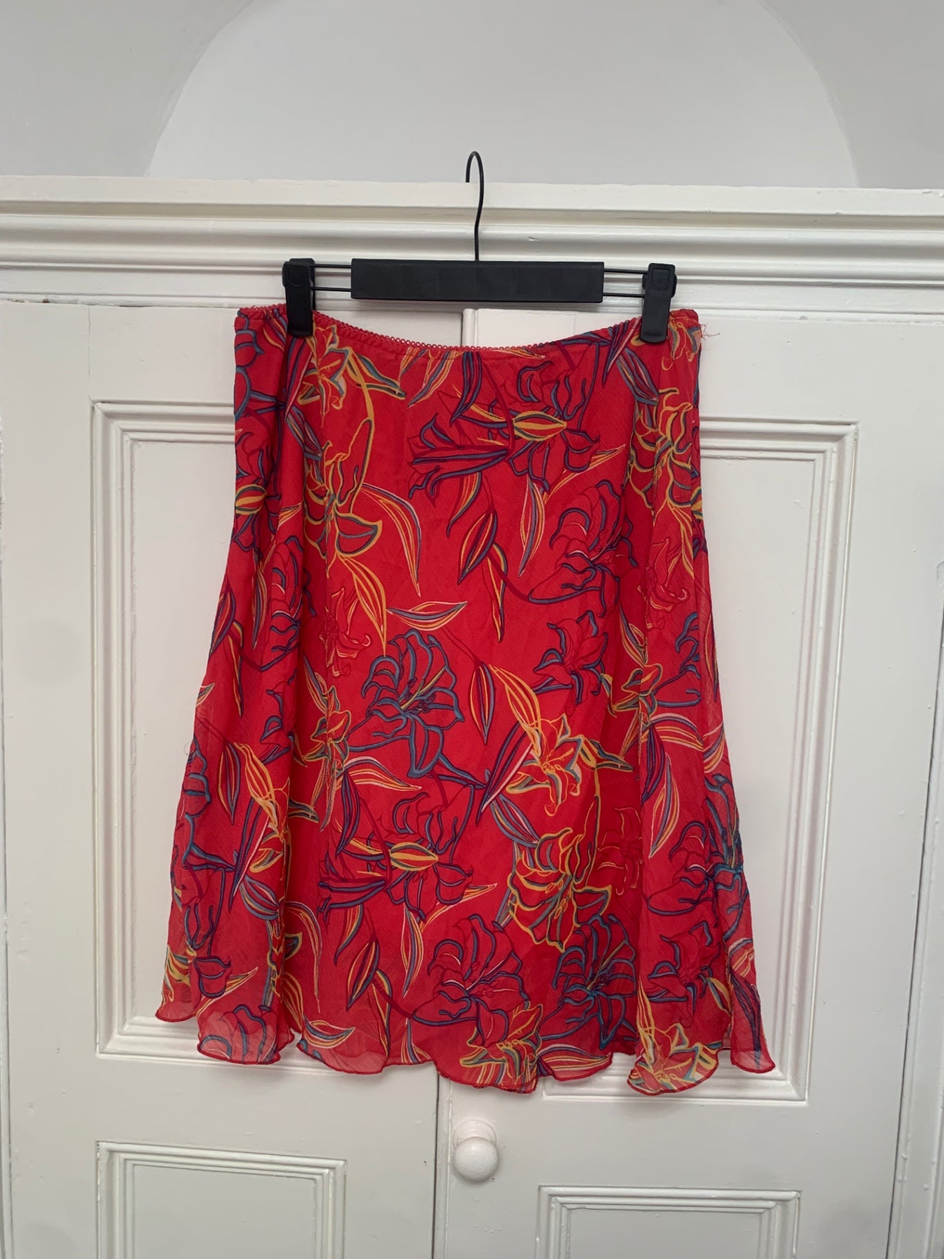vintage red floral skirt 
