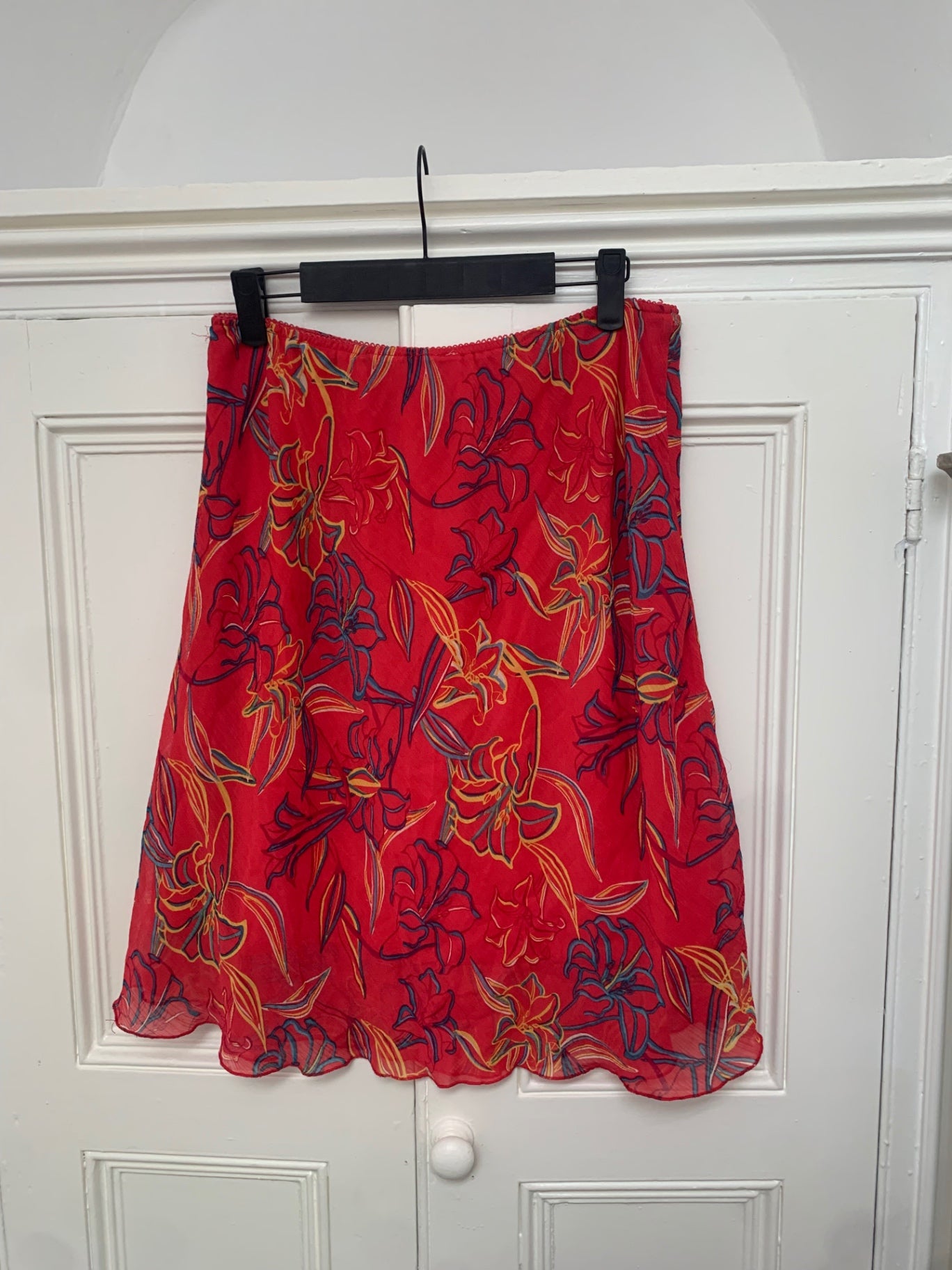 vintage red floral skirt 