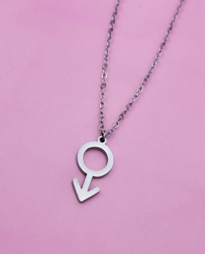 Mars male symbol charm necklace in 304 stainless steel