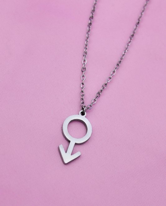 Mars male symbol charm necklace in 304 stainless steel
