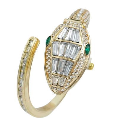 Gold Snake Watch Clear Crystal