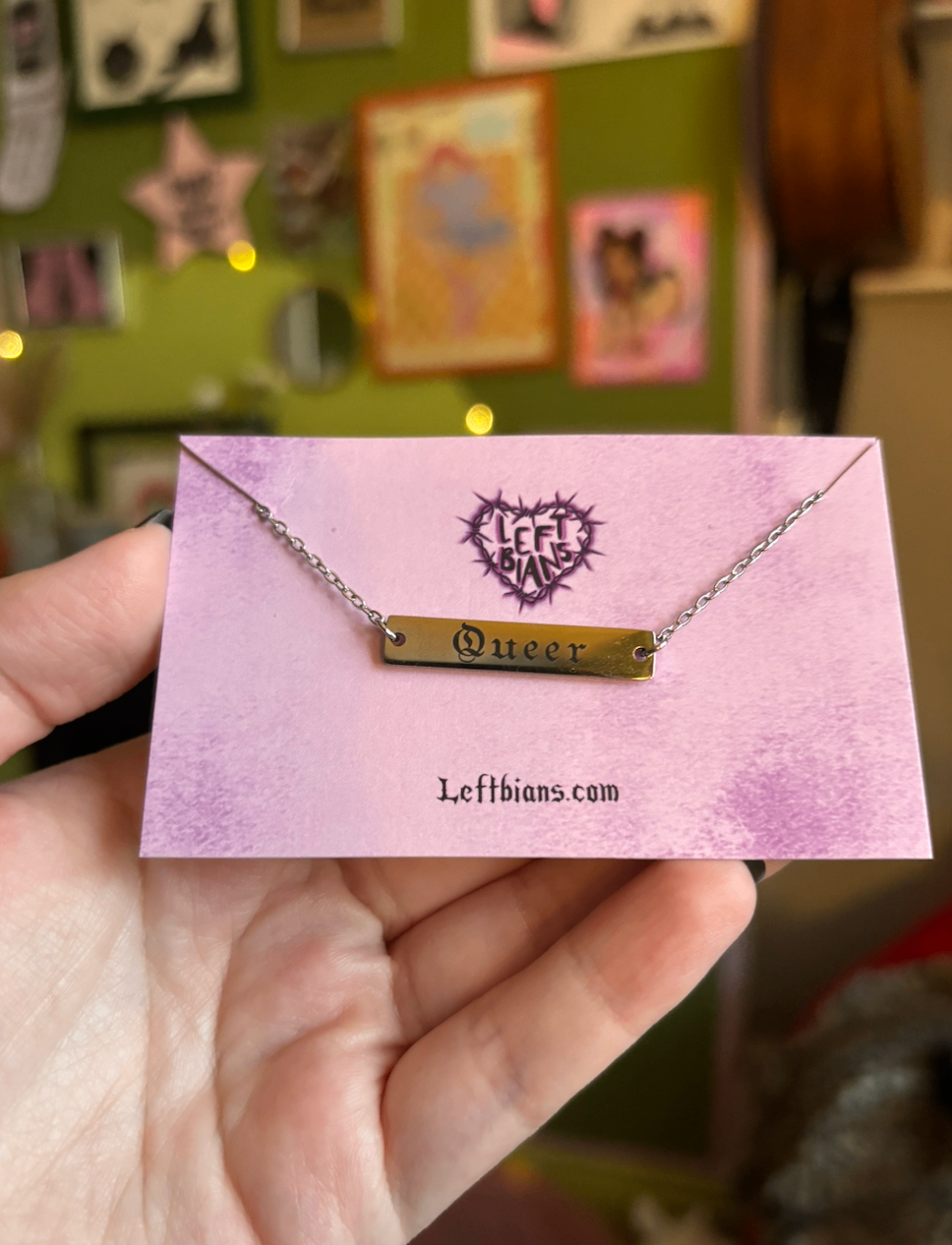 Silver gothic queer bar necklace