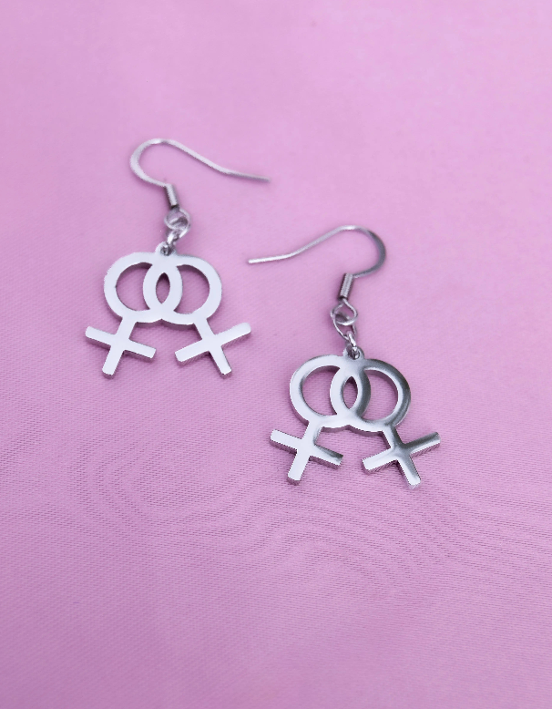 Double venus symbol charm earrings in 304 stainless steel